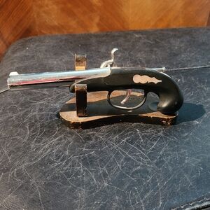 Vintage Black and Silver Decorative Pistol Figurine